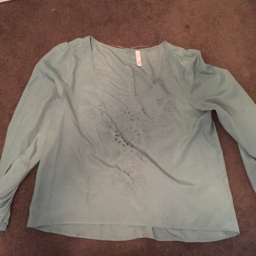 Teal Cut Out Blouse.